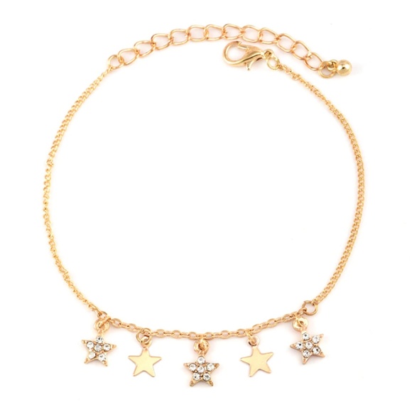 3 Pc Boho Stars Dots Gold Crystal Anklet Set NEW - Picture 2 of 4
